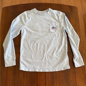 Youth Medium Vineyard Vines Light Blue Long Sleeve Tee - Hockey Whale Design